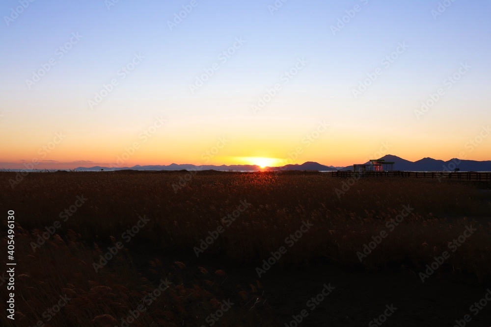 sunrise over the river