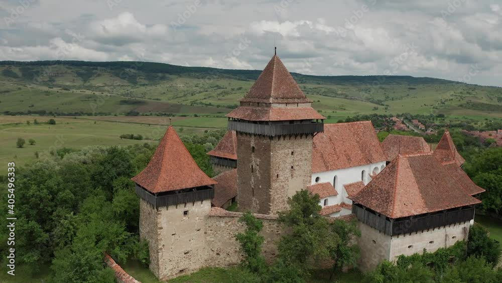 4K Aerial view of Viscri Fortified Church from Transylvania 4K Aerial view of Viscri Fortified Church from Transylvania
