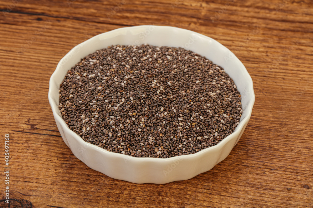 Seasoning chia seeds in the bowl