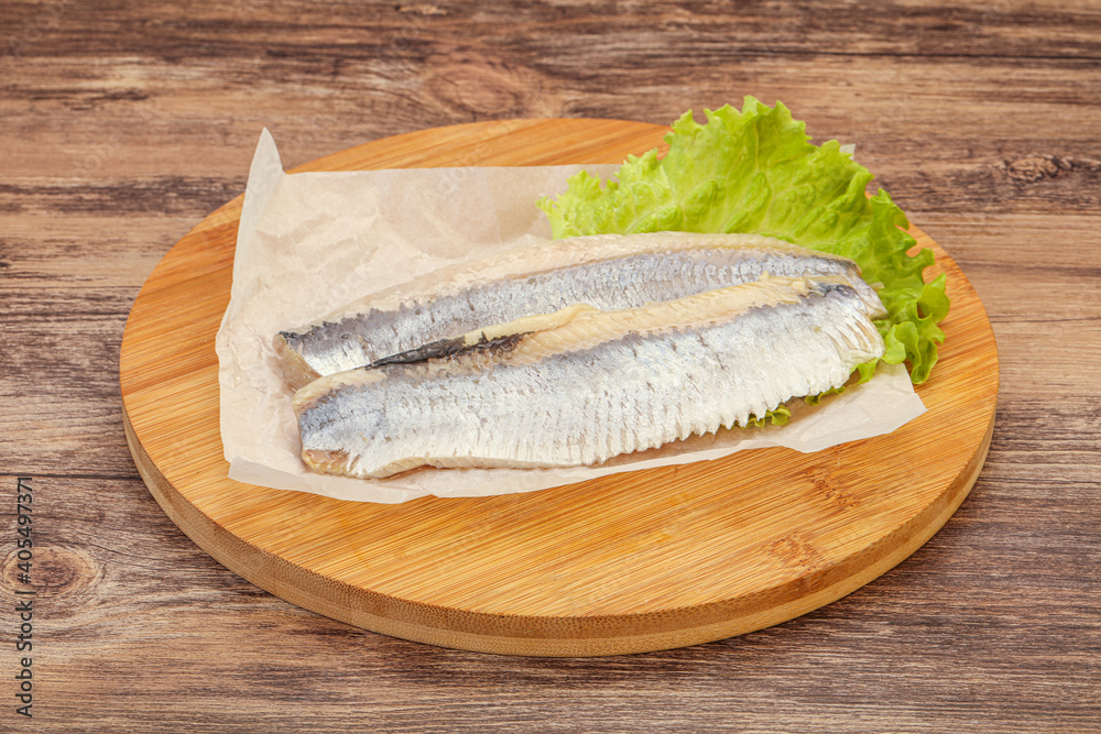 Herring fillet with salad leaves Herring fillet with salad leaves