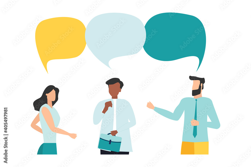 Vector illustration, flat style, people talk. People with thoughts on a white background, vector Vector illustration, flat style, people talk. People with thoughts on a white background, vector