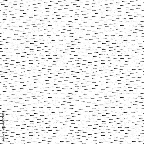 Horizontal hand drawn doodle dashes. Black paint dry lines ink seamless pattern. Abstract hand drawn brush texture, vector geometric pattern. Short grunge brushstrokes. Black background textile design