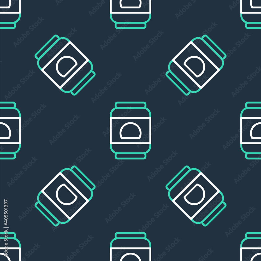 Line Beer can icon isolated seamless pattern on black background. Vector. Line Beer can icon isolated seamless pattern on black background. Vector.