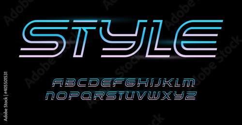 Linear alphabet, border style letters. Outline stripe font, contour line type for modern futuristic logo, headline, sport monogram, dynamic lettering and typography. Vector typographic design