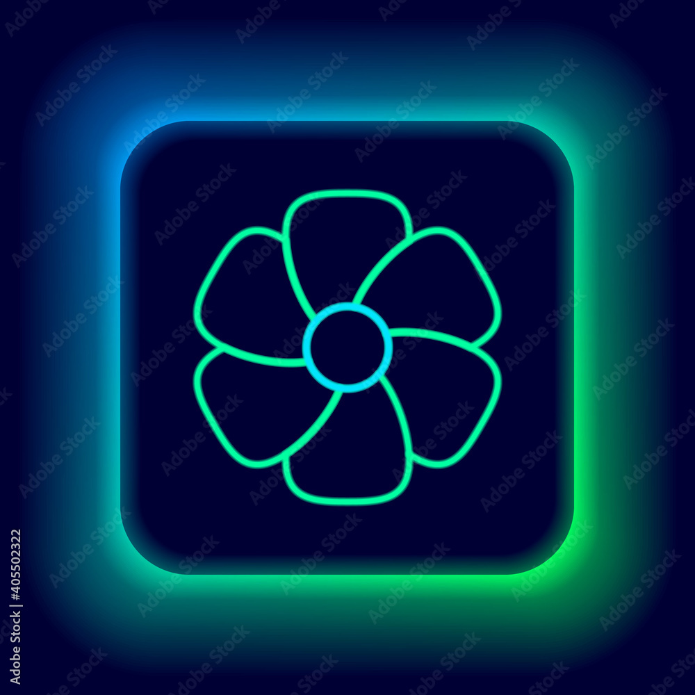 Glowing neon line Flower icon isolated on black background. Colorful outline concept. Vector.