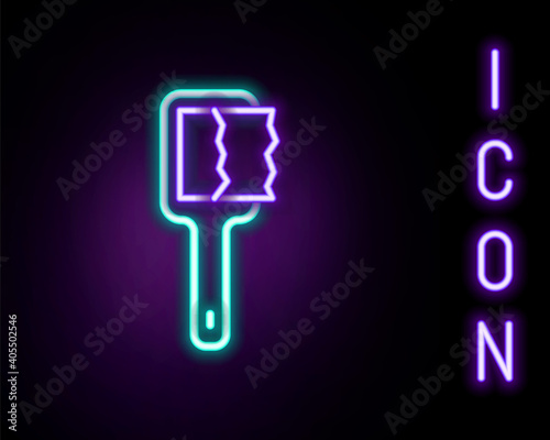 Glowing neon line Sauna brush icon isolated on black background. Wooden brush with coarse bristles for washing in the bath. Anti cellulite massage. Colorful outline concept. Vector.