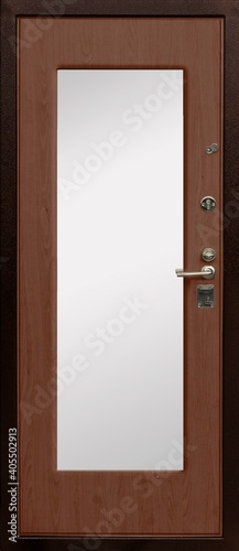 Model of entrance metal door isolated on white background