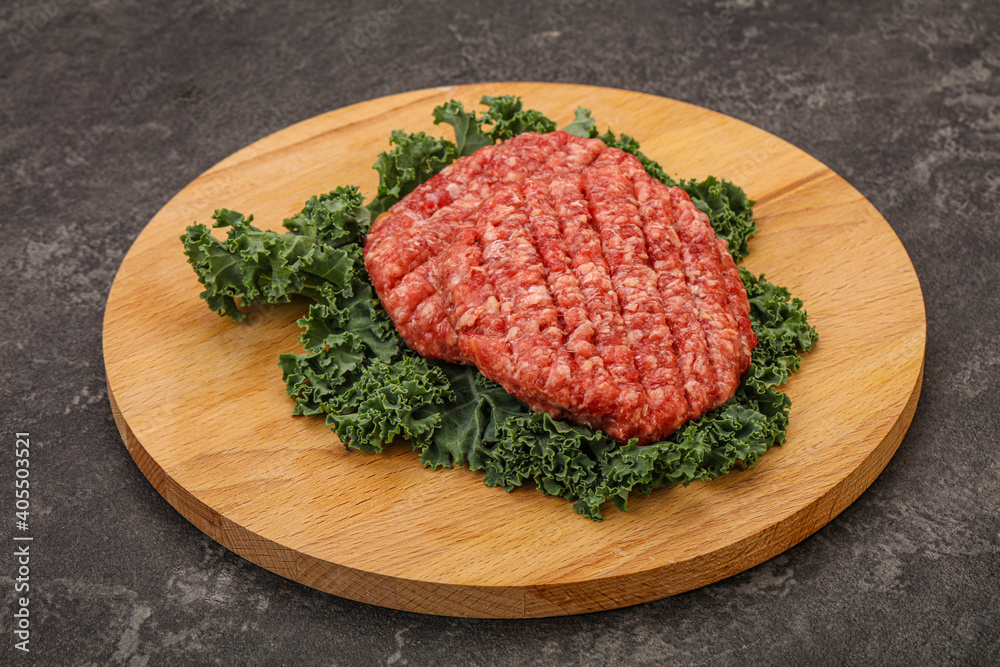 Raw beef burger cutlet for cooking Raw beef burger cutlet for cooking