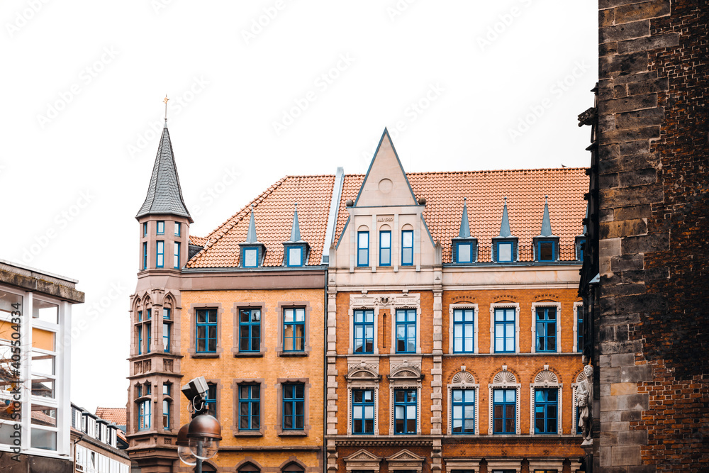 Antique building view in Old Town, Hanover, Germany.