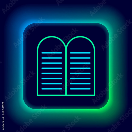 Glowing neon line The commandments icon isolated on black background. Gods law concept. Colorful outline concept. Vector.