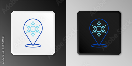 Line Star of David icon isolated on grey background. Jewish religion symbol. Symbol of Israel. Colorful outline concept. Vector.