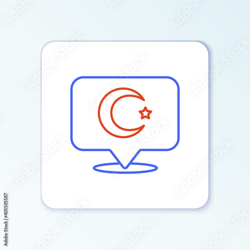 Free Download Line Star and crescent - symbol of Islam icon isolated on white background. Religion symbol. Colorful outline concept. Vector. - GFXLoad