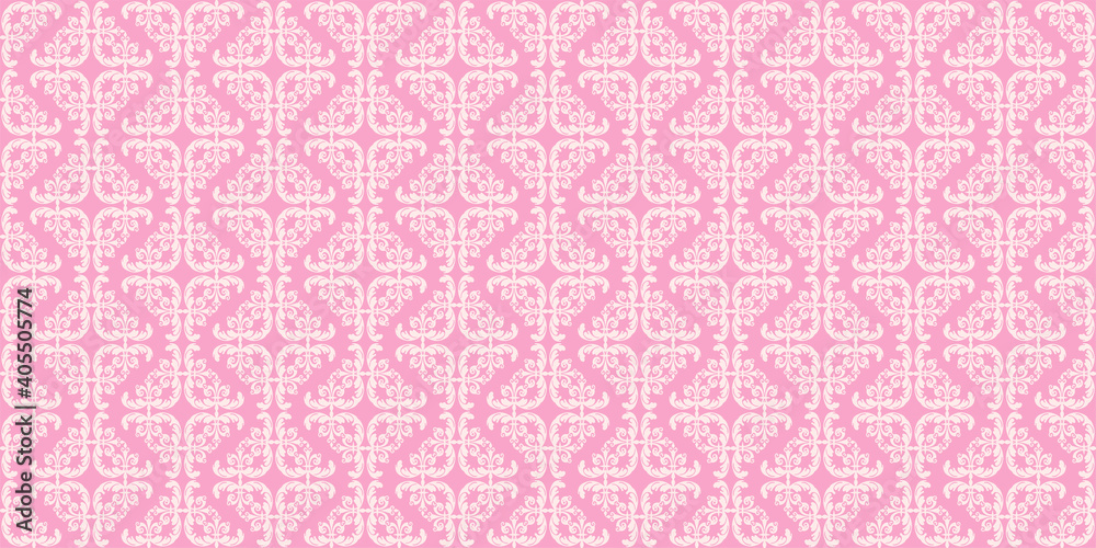 Pink background pattern. Vintage style. Seamless wallpaper texture. Ideal for fabrics, covers, posters, wallpapers. Vector background image