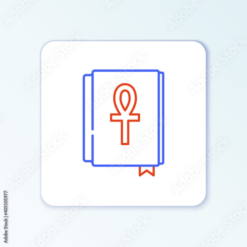 Line Cross ankh book icon isolated on white background. Colorful outline concept. Vector.