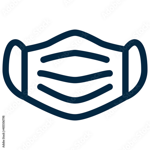 Medical mask disposable simple outline or  line icon isolated on white background. Medical face mask symbol of protection against coronavirus or infectious diseases and contaminated air.