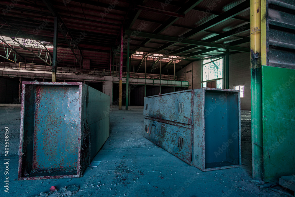 A decayed factory hall an abandoned industry area with natural decay A decayed factory hall an abandoned industry area with natural decay