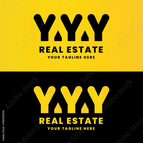 triple the letter Y real estate logo design, has a philosophy of building reinforcing pillars will cover the hole
