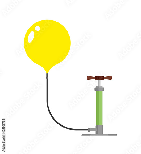 Pump Inflatable ball. Hand Air Pump balloon. vector illustration