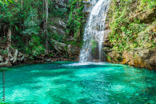 Santa B  rbar waterfall - Chapada dos Veadeiros  Goais  Brazil