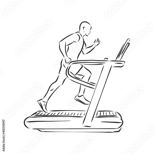 Treadmill doodle style sketch illustration hand drawn vector treadmill vector sketch illustration.