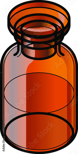 Plain brown reagent bottle half filled with some liquid.