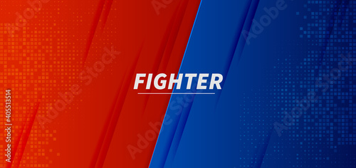 Versus vs fight battle red and blue background screen design.