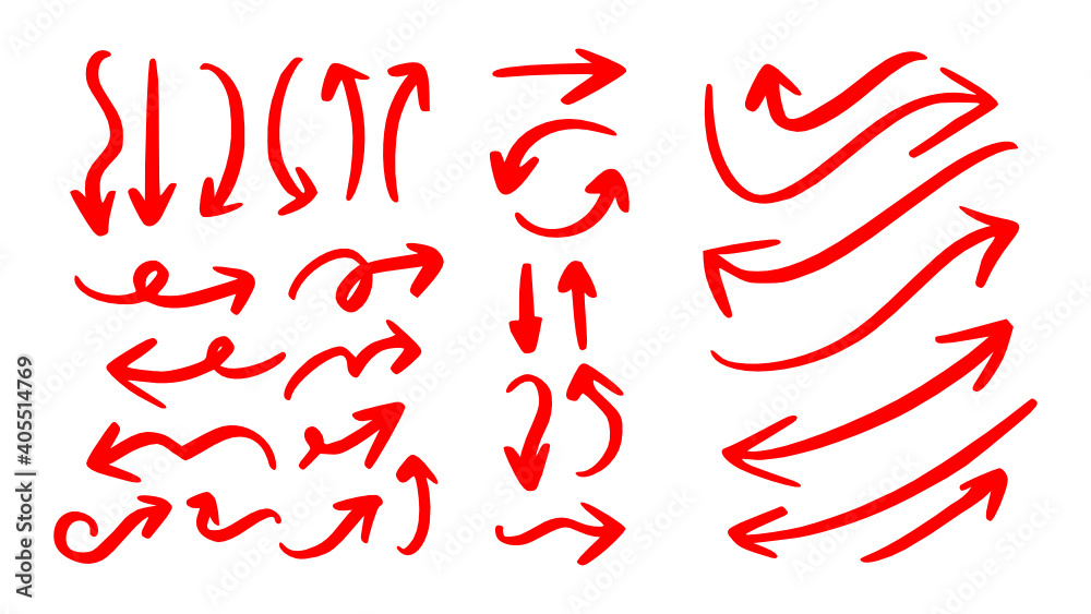 Hand draw arrow brush collection.