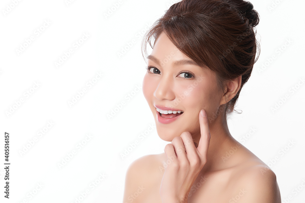 Beautiful young asian woman with clean fresh skin on white background, Face care, Facial treatment, Cosmetology, beauty and spa, Asian women portrait Beautiful young asian woman with clean fresh skin on white background, Face care, Facial treatment, Cosmetology, beauty and spa, Asian women portrait
