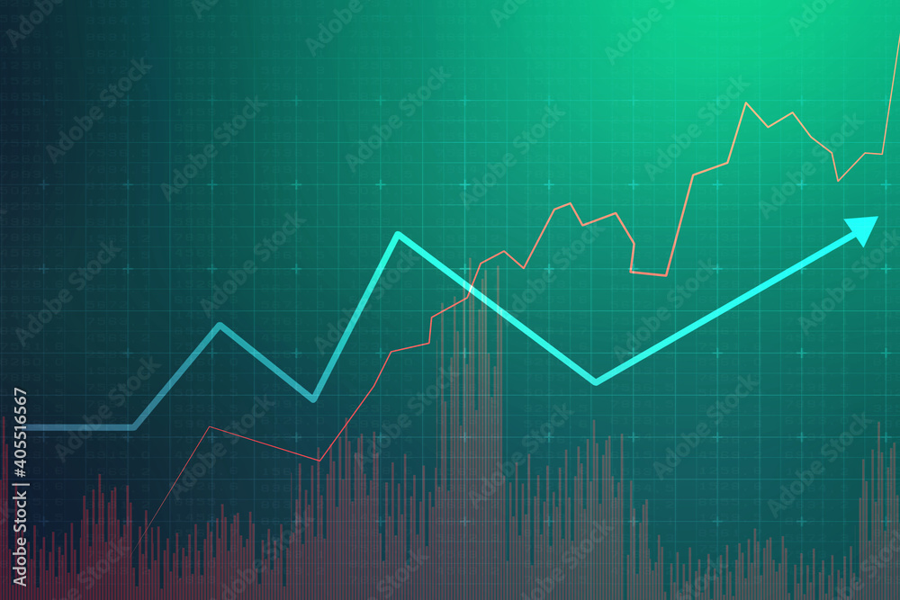 2d rendering Stock market online business concept. business Graph 
