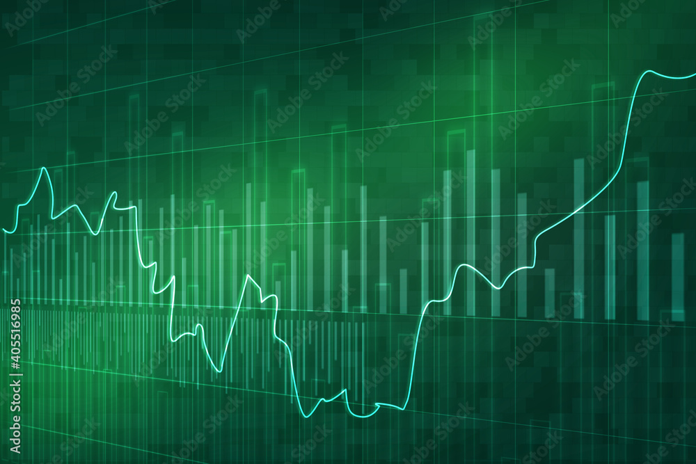 2d rendering Stock market online business concept. business Graph 
