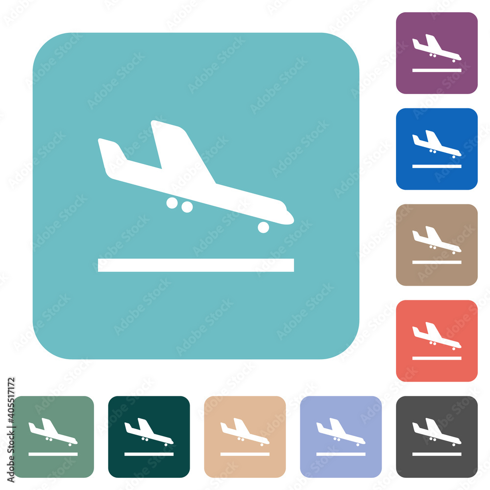 Airplane landing rounded square flat icons Airplane landing rounded square flat icons