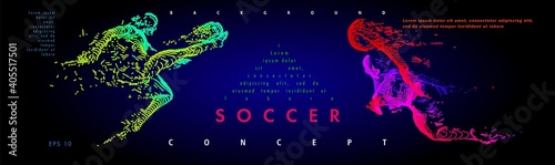 Football concept. Vector drawn by lines. Soccer art. .