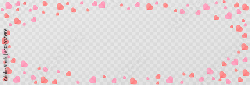 Vector confetti made from hearts. Hearts fall from the sky on an isolated transparent background. Heart, confetti png. Valentine's Day.