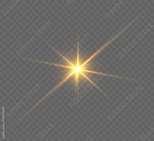 Light effect for backgrounds and illustrations. New star, bright sun. 