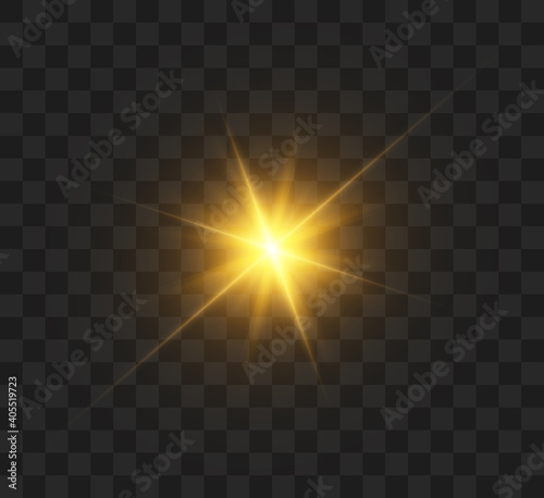 Light effect for backgrounds and illustrations. New star, bright sun.	