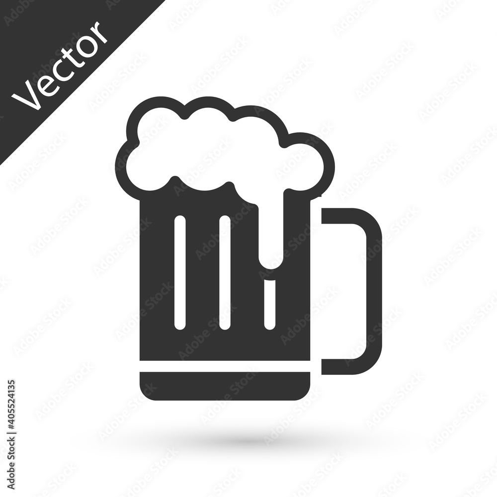 Grey Wooden beer mug icon isolated on white background. Vector. Grey Wooden beer mug icon isolated on white background. Vector.