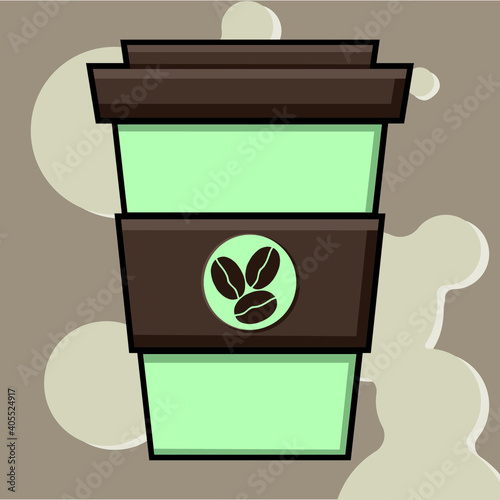 Vector illustration of a cardboard coffee cup from a coffee shop.