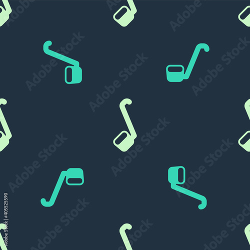Green and beige Sauna ladle icon isolated seamless pattern on blue background. Vector.