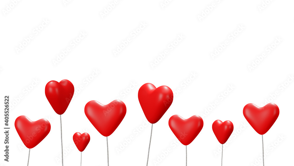 Red heart isolated on white background. 3d rendering illustration.