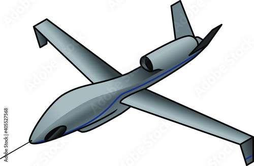 A remotely operated military surveillance drone in gray.
