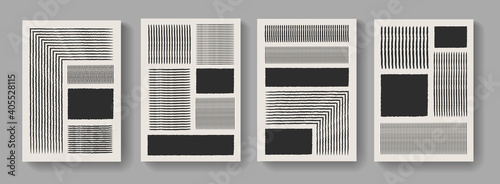 Collection of hand painted mid century posters. Brushstroke composition vector design. Modern illustration for Covers, Banners, Brochures and Postcards.
