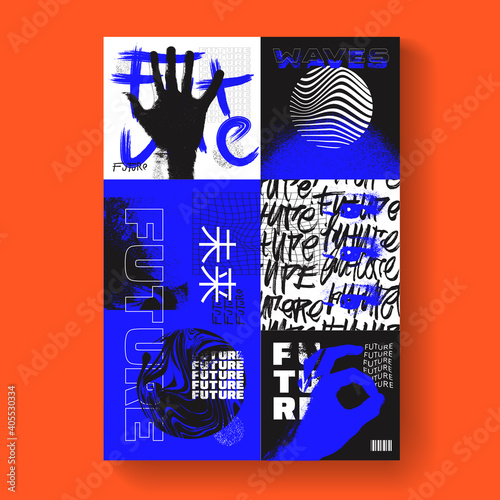 Postmodern poster artwork vector design. Modern abstract composition. Geometric shapes illustration.