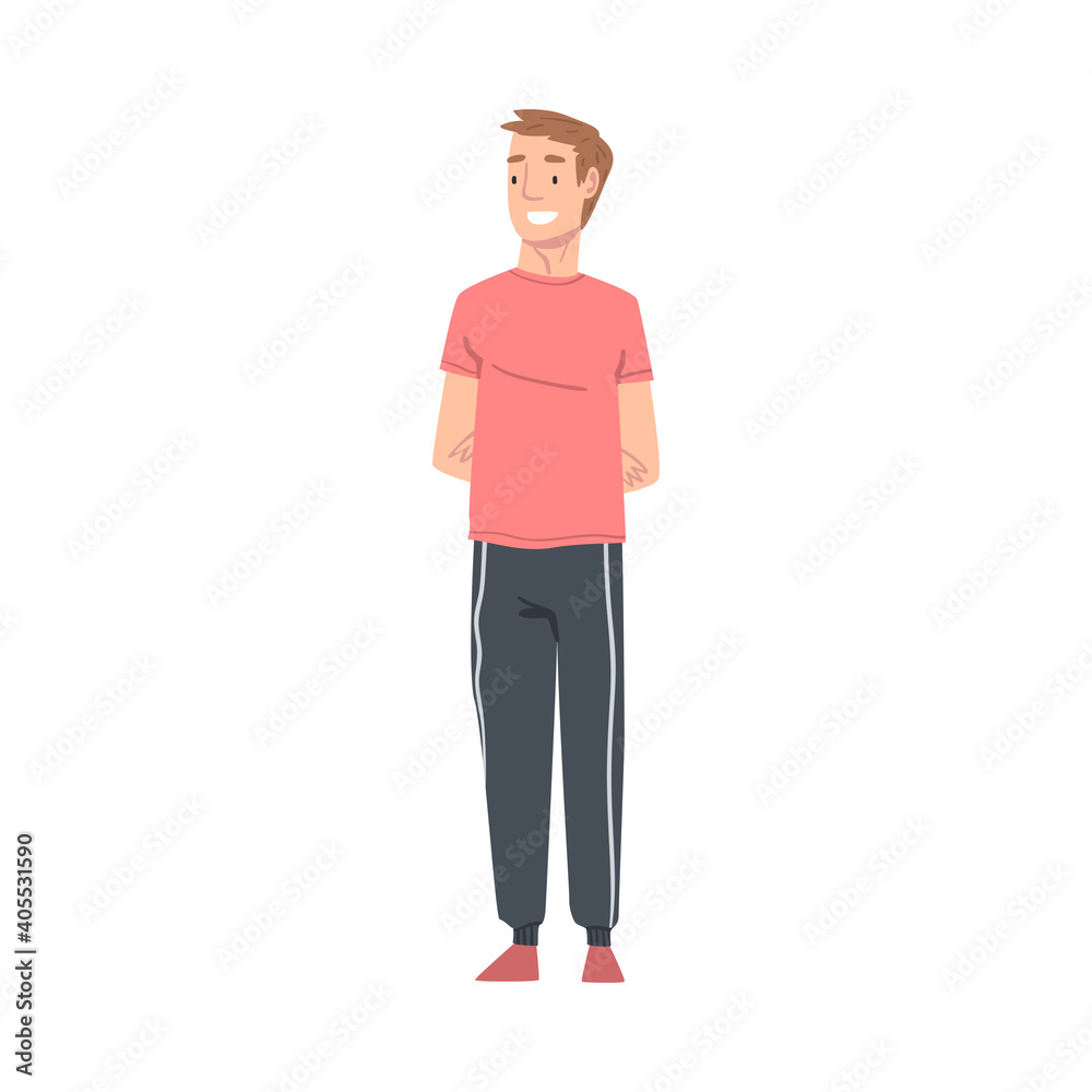 Smiling Young Man Talking to Someone, Guy Talking or Sharing Impressions Cartoon Style Vector Illustration Smiling Young Man Talking to Someone, Guy Talking or Sharing Impressions Cartoon Style Vector Illustration