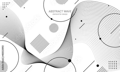 Abstract wave element for design. Digital frequency track equalizer. Stylized line art background.