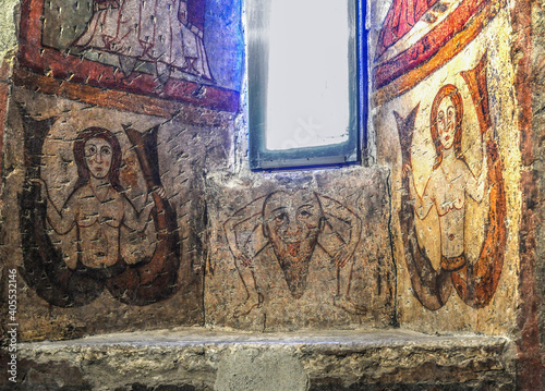 Frescoes from the 13th and 18th centuries have survived in the castle chapel. Some of the ancient frescoes were partially covered by later building structures.     