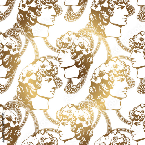 Antinous - Greek youth and a favorite beloved of the Roman emperor Hadrian. Seamless wallpaper. The symbol of same-sex love, gay culture and LGBTQ
