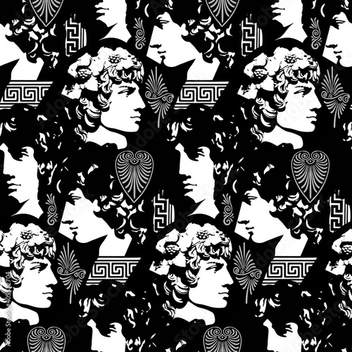 Antinous - Greek youth and a favorite beloved of the Roman emperor Hadrian. Seamless wallpaper. The symbol of same-sex love, gay culture and LGBTQ