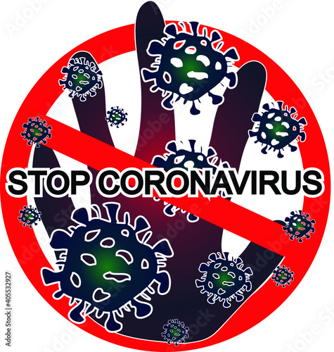 hand stop virus prohibited coronavirus COVID-19 Sign ban virus isolated Symbol vector