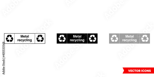 Metal landscape recycling sign icon of 3 types color, black and white, outline. Isolated vector sign symbol.