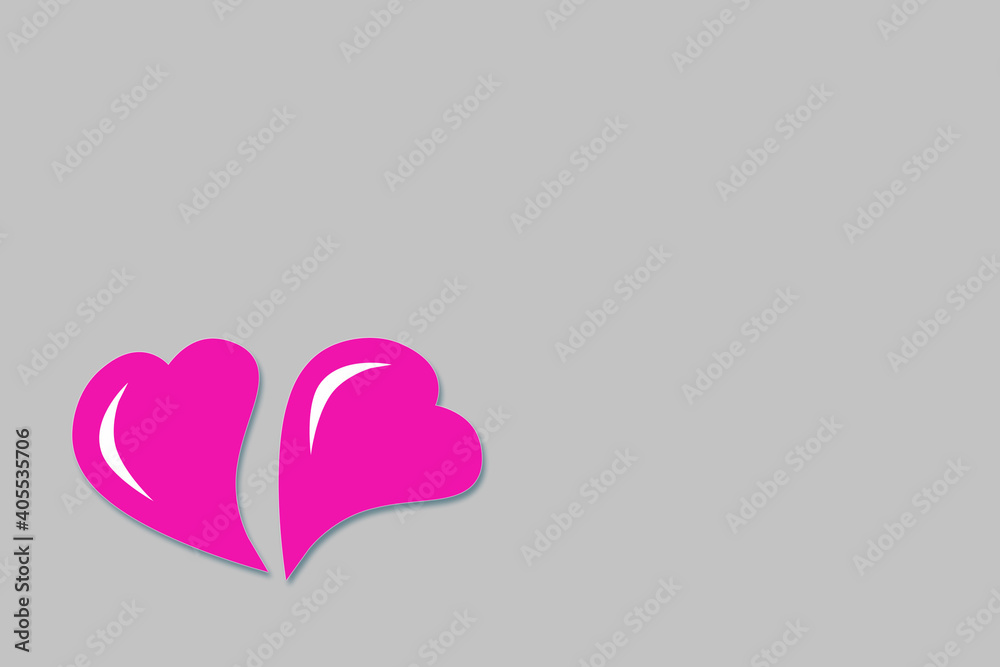 illustration of two pink hearts on a gray background valentine's day illustration of two pink hearts on a gray background valentine's day